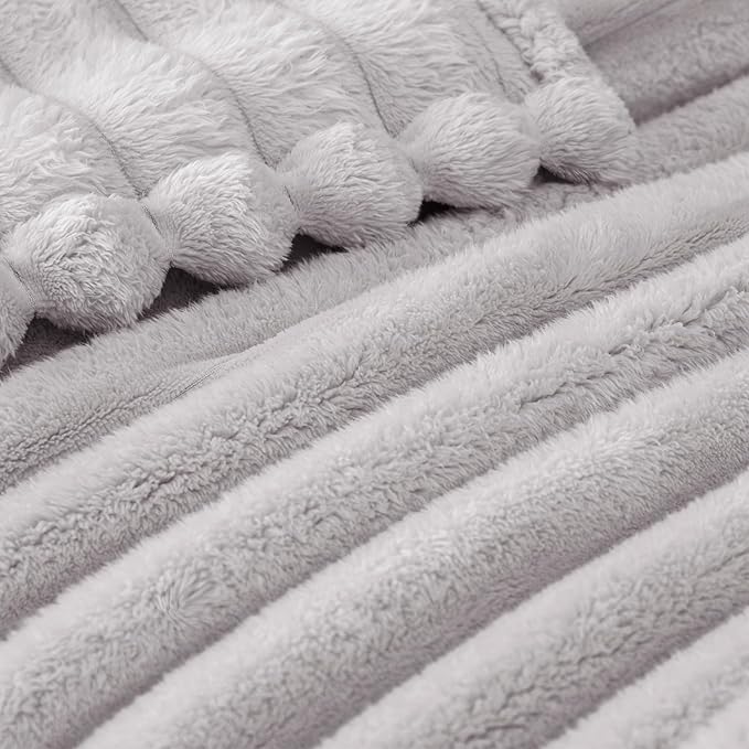 Exclusivo Mezcla Striped King Size Fleece Blanket for Bed, Couch, 90"x104"