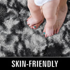 TWINNIS Super Soft Shaggy Rugs Fluffy Carpets 8x10 Feet, Indoor Modern Plush Area Rugs for Living Room Bedroom Kids Room Nursery Home Decor, Upgrade Anti-Skid Fuzzy Rug, Black and Grey