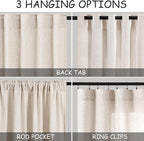 Nanspring Beige Curtains for Kitchen Windows Over Sink 36 inch Length Rustic Farmhouse Linen Blend Semi Sheer Curtains Back Tab and Rod Pocket Small Window Curtain for Cafe 30 x 36 Inch,2 Panels