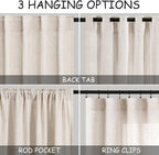 Nanspring Beige Curtains for Kitchen Windows Over Sink 36 inch Length Rustic Farmhouse Linen Blend Semi Sheer Curtains Back Tab and Rod Pocket Small Window Curtain for Cafe 30 x 36 Inch,2 Panels