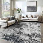 XLUEZ 6x9 Area Rugs for Living Room, Washable Modern Abstract Large Area Rug Neutral Soft Non Slip Kids Rug Stain Resistant Indoor Carpet for Bedroom Nursery Dining Room Playroom(Black, 6'x9')