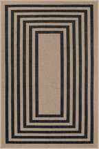 Lahome Enfys Modern Geometric Easy Jute Entryway Rug, 4x6 Black Washable Carpet for Bedroom Contemporary Thin Living Room Patio Rug, Farmhouse Non Slip Indoor Outdoor Carpet for Dining Room Backyard