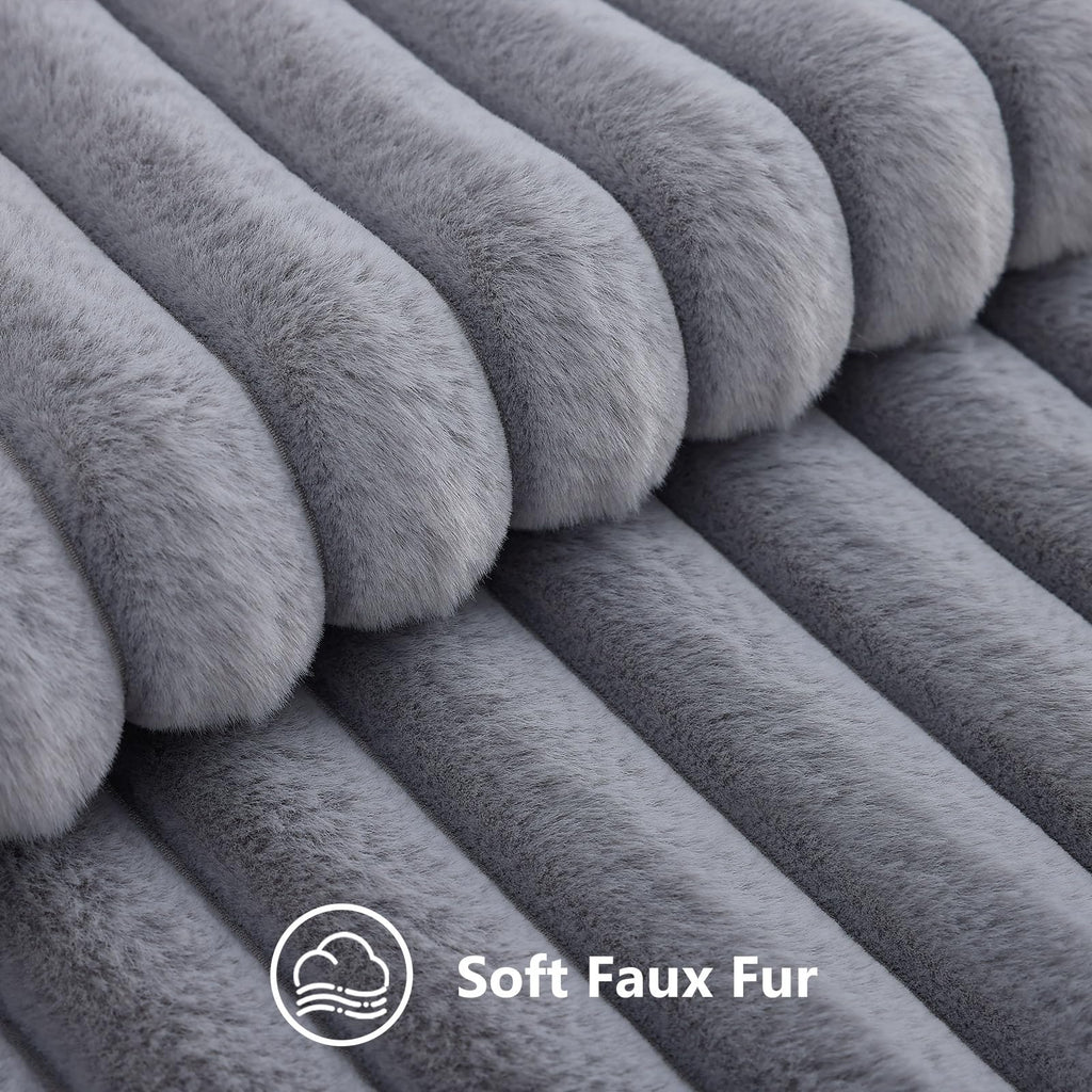 decorUhome Fall Faux Fur Throw Pillow Covers 24x24 Set of 2 Grey