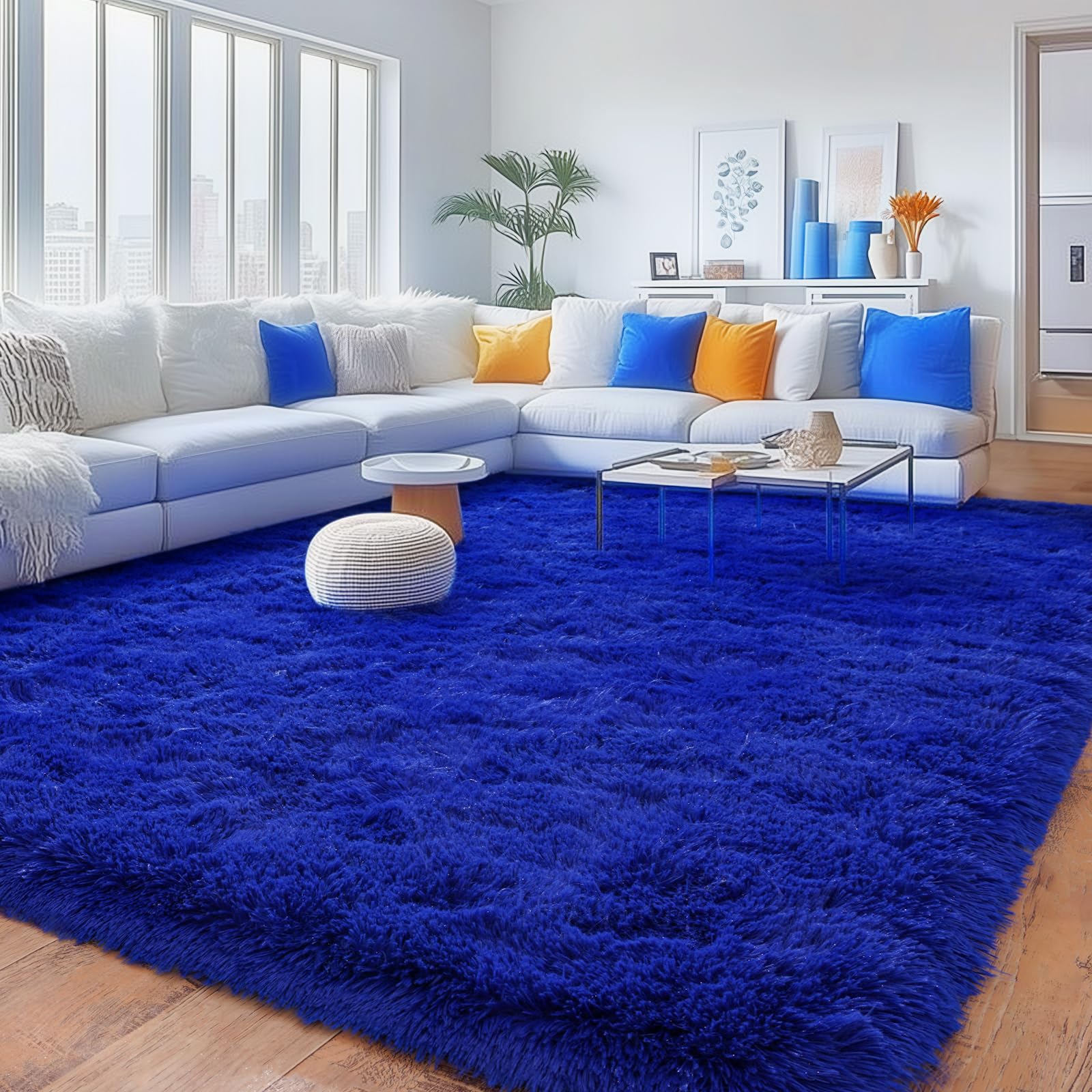 Quntue Rugs for Living Room 6x9, Soft Shaggy Modern Shag Area Rug for Bedroom, Upgrade Non-Slip Plush Fluffy Carpet for Kids Boys Girls Room Home Decor Aesthetic, Royal Blue
