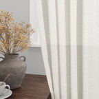 Linen Cream Curtains 107 Inch Extra Long for Living Room Back Tab Light Filtering Semi Sheer Drapes Modern Farmhouse Coastal Decor Cotton Textured Curtain for Floor to Ceiling Window 52x107