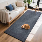 FinRèc 2x6 Washable Runner Rugs for Kitchen Hallway Bedroom, Low Pile Thin Rug Solid Color, Non-Slip Carpet Indoor for Home Decor (Navy Blue)