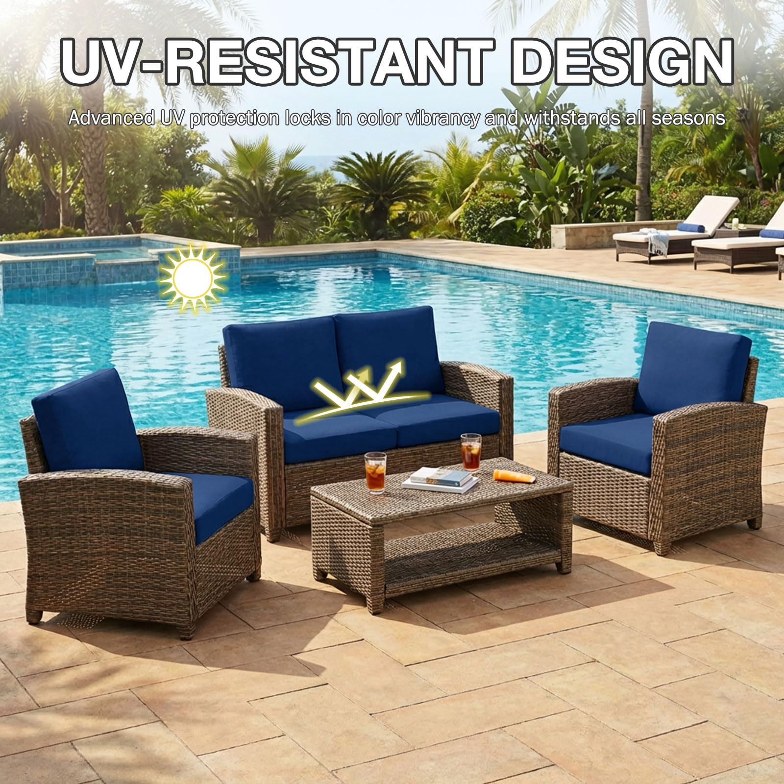 hyha 8Pcs Patio Cushion Covers, Stretch Outdoor Couch Cushion Covers