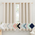 NICETOWN 100% Absolutely Blackout Linen Curtains with Thermal Insulated White Liner, Beige, 52" Wide by 48" Long, 2 Pieces, Anti-Rust Grommet Natural Burlap Fabric Window Drapes for Bedroom/Kids Room