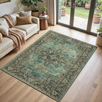 Lofus 3x5 Green Area Rugs for Bedroom Living Room, Vintage Boho Carpet