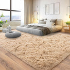 Pionblank 9x12 Area Rug, Large Area Rug for Living Room, Shag Rug for Bedroom, Soft Furry Non Slip Carpet for Kids Room Nursery Teens Dorm Home Decor, Camel