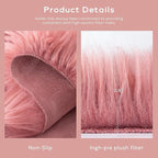 Ashler Faux Fur Area Rug - Ultra Soft 3 x 5 Feet Sheepskin, Fluffy Shaggy Blush Pink, Machine Washable - Nursery Decor Throw for Bedroom, Living Room, Kids Room