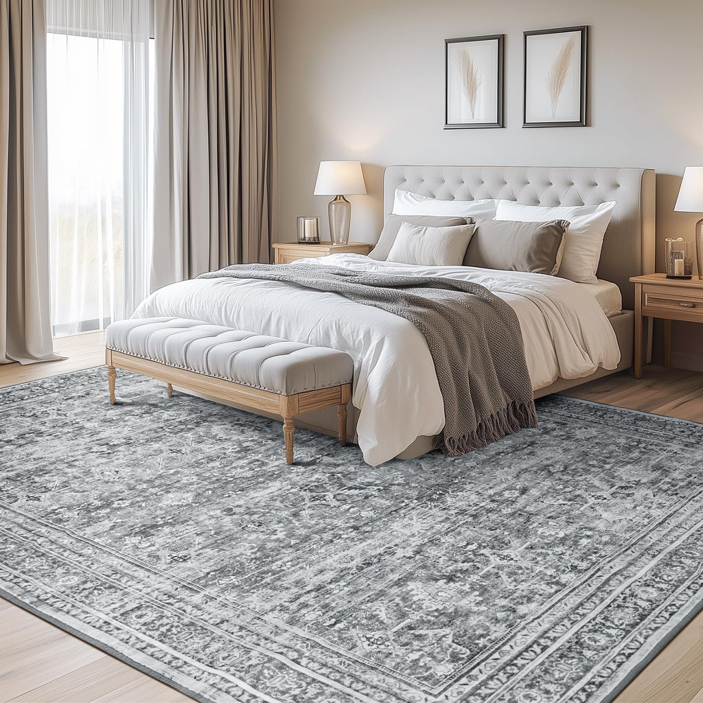 5x7 Area Rug for Living Room Bedroom, Non-Slip Washable Grey Carpet