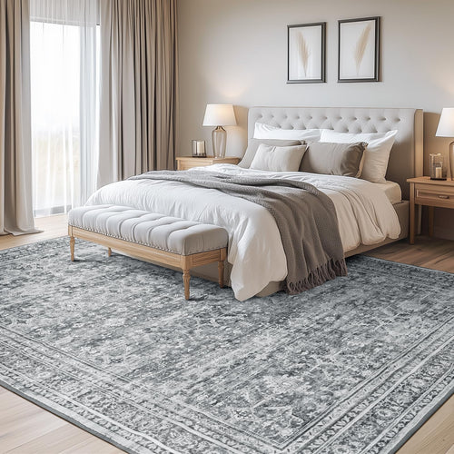 5x7 Area Rug for Living Room Bedroom, Non-Slip Washable Grey Carpet