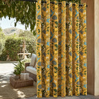 Topfinel Sliding Door Patio Floral Curtains & Drapes, Blackout Extra Wide Room Divider Large Mustard Yellow Vintage Farmhouse Country Hummingbird Patterned Grommet Curtains 1 Single Panels W100 x L84