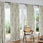 jinchan Blackout Floral Curtains for Living Room Bedroom Linen Blend Curtain Farmhouse Green Printed with Lined Back Tab Rod Pocket Drapes Window Treatments 2 Panels 90 Inch