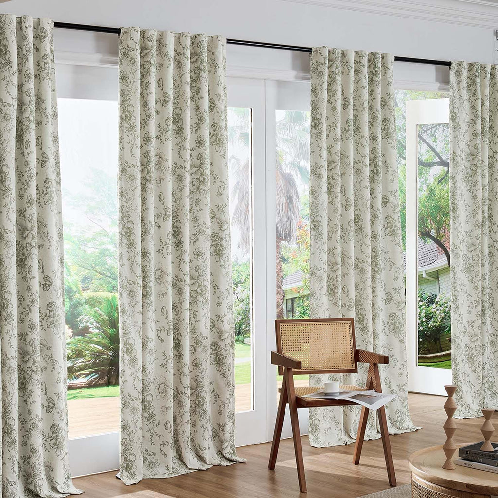 jinchan Floral Linen Blackout Curtains for Bedroom 96 Inches Long