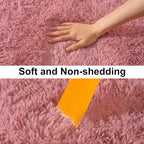 Soft Runner Rugs for Bedroom Hallways, 2x5 Blush Pink Fluffy Shag Throw Area Rug Non Slip for Bedside Dorm, Long Shaggy Furry Carpet for Nursery Living Room