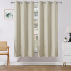 Joydeco Blackout Curtains 72 Inches Long 2 Panels Set, Thermal Insulated Long Curtains& Drapes 2 Burg, Room Darkening Drapes for Bedroom Living Room (Light Beige, W37 x L72 Inch)