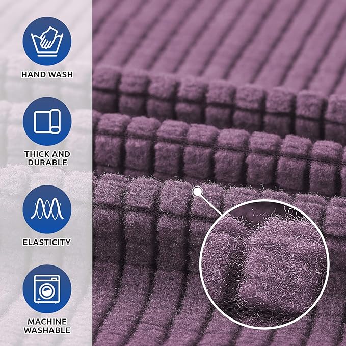 KEKUOU Stretch Oversized Couch Covers for Sofa Slipcover,Dark Purple