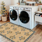 3x5 Floral Entry Rug - Small Washable Indoor Outdoor Mats for Front Door Non-Slip Jute-Look Porch Rug Boho Blue Scalloped Throw Rugs for Living Room Bedroom Entryway Kitchen Office Porch Decor