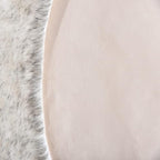 ORINOVA Grey and White Washable Shaggy Round Rug 5ft Circle Faux Sheepskin Furry Fur Rugs for Bedroom Nursery Rug