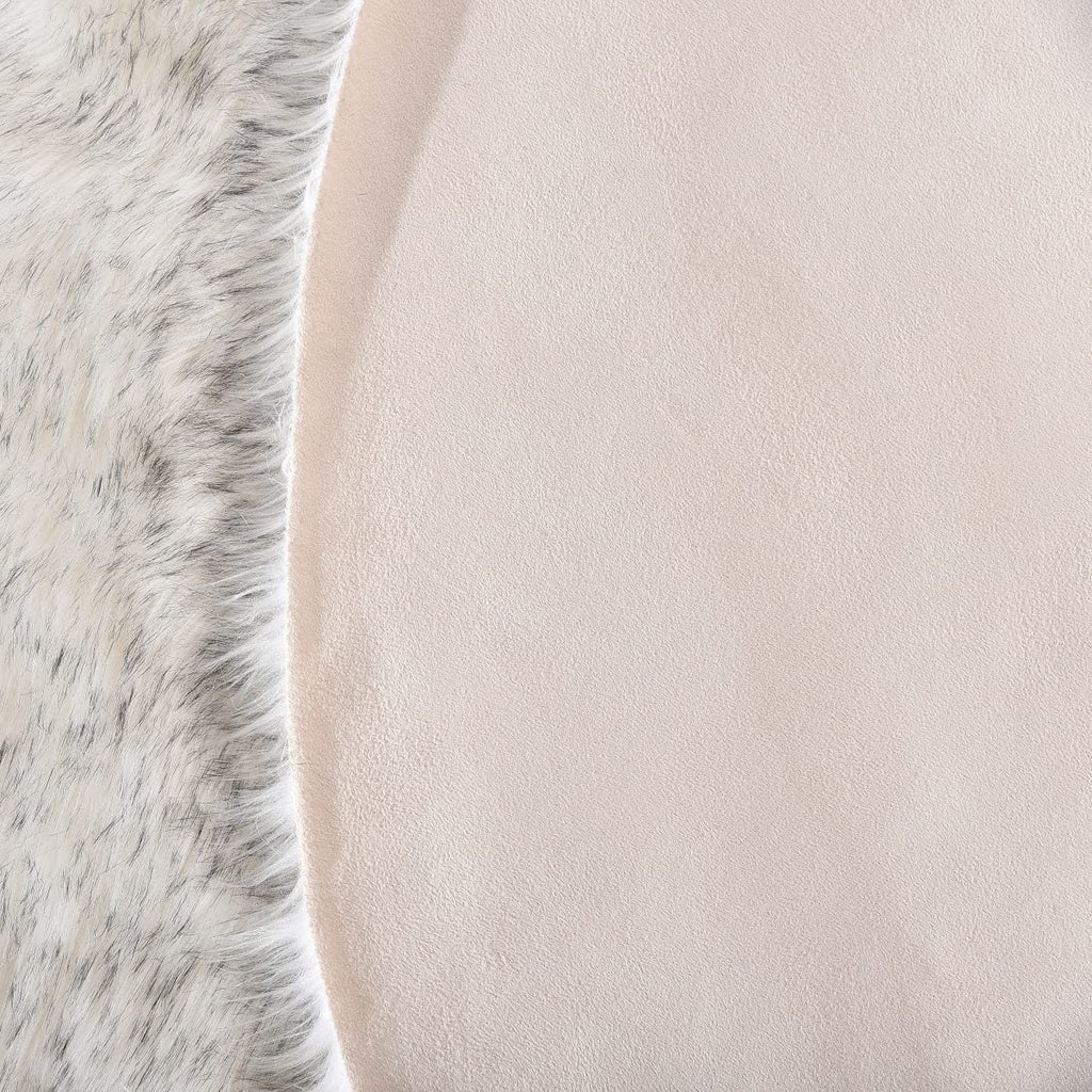 ORINOVA White and Grey Round Rugs 6ft Circle Furry Rug for Living Room Washable Shag Faux Sheepskin Fluffy Fur Rugs for Bedroom Nursery Rug