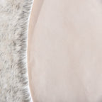 ORINOVA White and Grey Round Rugs 6ft Circle Furry Rug for Living Room Washable Shag Faux Sheepskin Fluffy Fur Rugs for Bedroom Nursery Rug