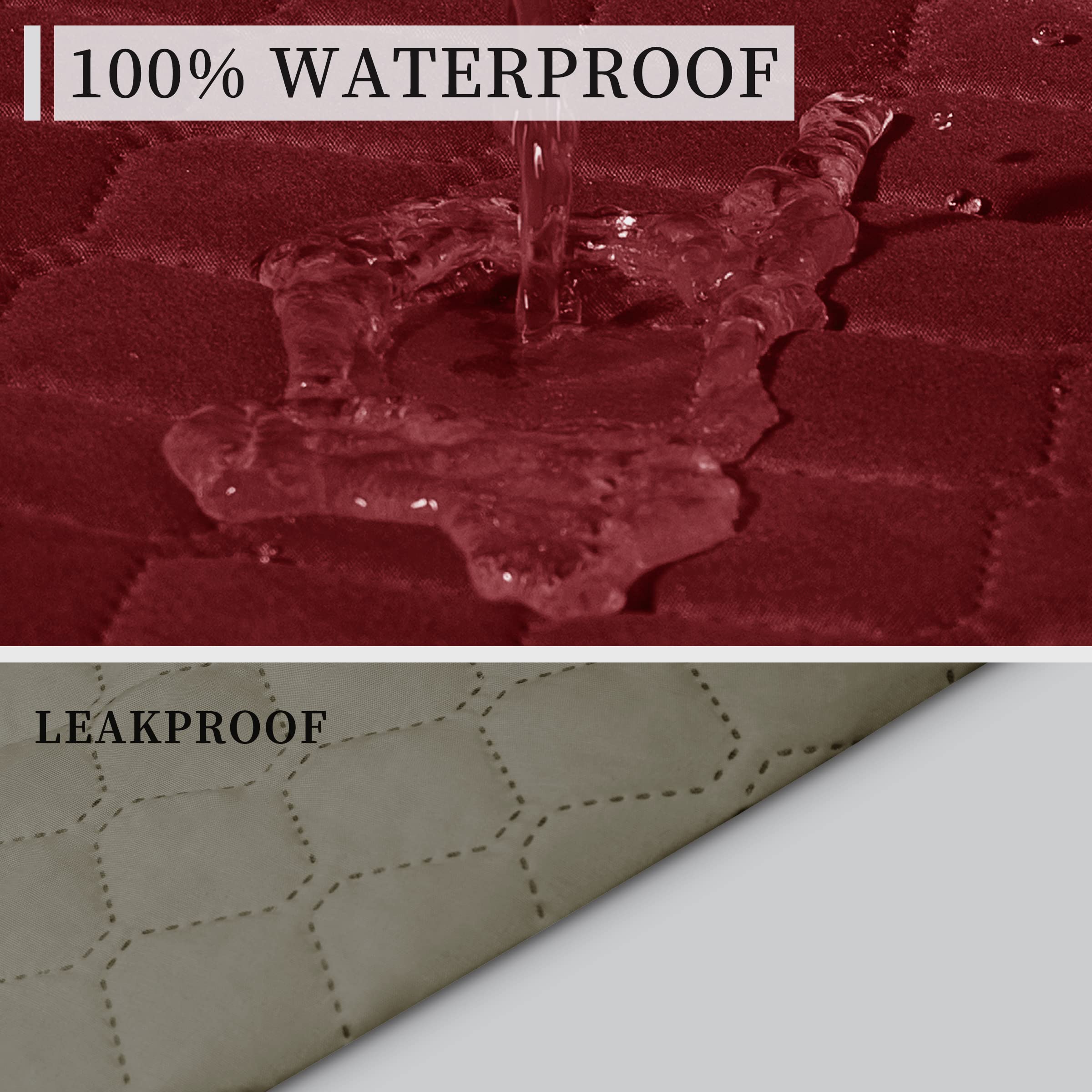 ISSUNTEX Double Protection 100% Waterproof Loveseat Sofa Covers for Living Room, Couch Covers for 2 Cushion Couch, Reversible Furniture Protector Sofa Cover for Dogs (Loveseat, Christmas Red/Beige)