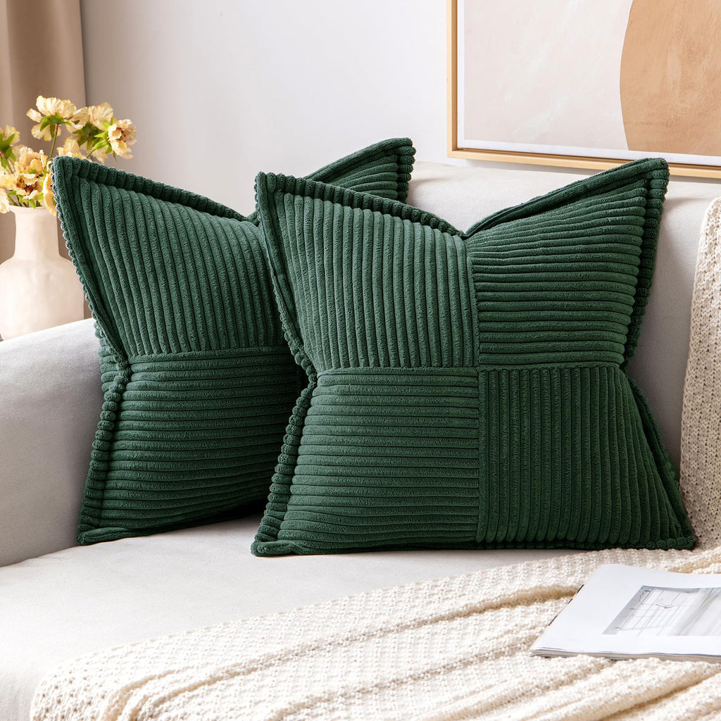 MIULEE Decorative Throw Pillow Covers for Couch 18x18 Inch Dark Green