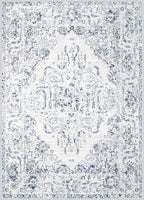 5x7 Area Rugs for Living Room: Washable Rug Vintage Large Rugs Soft Non Slip Low Pile Rug Floral Distressed Floor Carpet for Bedroom Kitchen Nursery Dining Room Home Office (Blue, 5'x7')