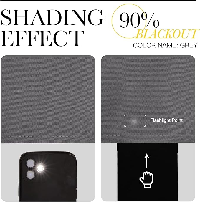 NICETOWN Bedroom Curtains Blackout Drapery Panels, Three Pass Microfiber Thermal Insulated Solid Ring Top Blackout Window Curtains/Drapes (Two Panels, 34 x 54 inches, Gray)