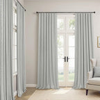 Light Grey Blackout Curtains 84 Inch Length 2 Panels for Dining Room Darkening Curtain for Bedroom Gray Linen Textured Black Out Sunblock Light Blocking Long Drapes for Living Room Patio Door Back Tab
