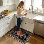 Area Rugs 2'x3' Kitchen Rugs Entry Rug Small Rugs for Entryway Kitchen Bathroom Door Mat Indoor Entrance,Washable Non Slip, Black Colorful Floral Dark Tan