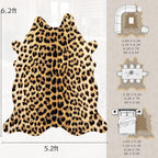 AROGAN 5.2 x 6.2 Ft Faux Leopard Rug, Premium Animal Skin Cheetah Hide Rug, Sturdy Cheetah Print Rugs for Wall Decor, Western Floor Carpet Decor for Bedroom Living Room, Black and Gold