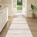 Nakagishi Runner Rug Kitchen Washable Rugs: 2x6 Non-Slip Boho Soft Modern Stain Resistant Indoor Floor Neutral Farmhouse Throw Carpet for Hallway Bathroom Laundry Room Entryway Bedroom- Brown