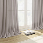 Nanspring Stone Grey Linen Curtains 84 Inch Length 2 Panels Set for Living Room Simple Modern Light Filtering Semi Sheer Curtain Back Tab and Rod Pocket Neutral Luxury Drapes for Bedroom Office 52x84