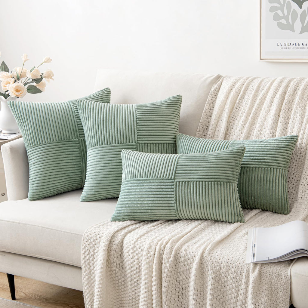 MIULEE Greyish Green Decorative Throw Pillow Covers for Couch 18x18 Inch