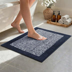 Bathroom Rugs 24x17 Non Slip Washable, Dark Blue Bath Mat for Bathroom Floor Tub, Soft Absorbent Quick Dry Mats for Shower, Bathtub,Home Decor