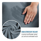 H.VERSAILTEX Real Velvet Plush 3 Piece Stretch Sofa Covers Couch Covers for 2 Cushion Couch Sofa Slipcovers Width Up to 90 Inch Feature Thick Soft Stay in Place (Large Sofa, Stone Blue)