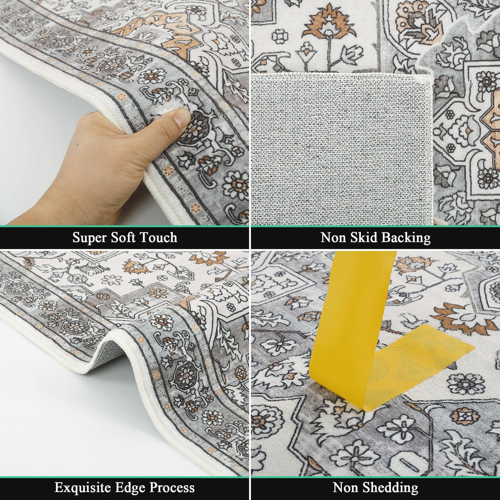HEBE Hallway Runner Rug 2'x8', Washable Non Slip Kitchen Rug Runner