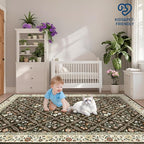 Runner Rug for Hallway Entryway 2.5x8 Farmhouse Floral Non-Slip Machine Washable Kitchen Rug Runner Non-Shedding Low-Pile Soft Long Carpet for Entrance Laundry Room Brown