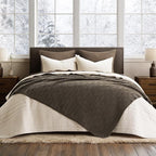 EVERGRACEHOME Modern Checkered Chenille Throw Blanket, Soft Cozy Plaid Knitted Chair Blanket for Sofa Couch, Decorative Knit Throw for Bed and Living Room, Mocha Brown, 50" x 60"