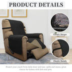 ISSUNTEX Double Protection 100% Waterproof Recliner Covers for Living Room, Reversible Furniture Protector Recliner Couch Sofa Slipcover for Dogs, Pets, Kids (Recliner, Black/Beige)