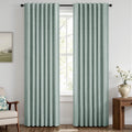 MIULEE 100% Blackout Linen Curtains 42 x 84 Inch Seafoam Green 2 Panels