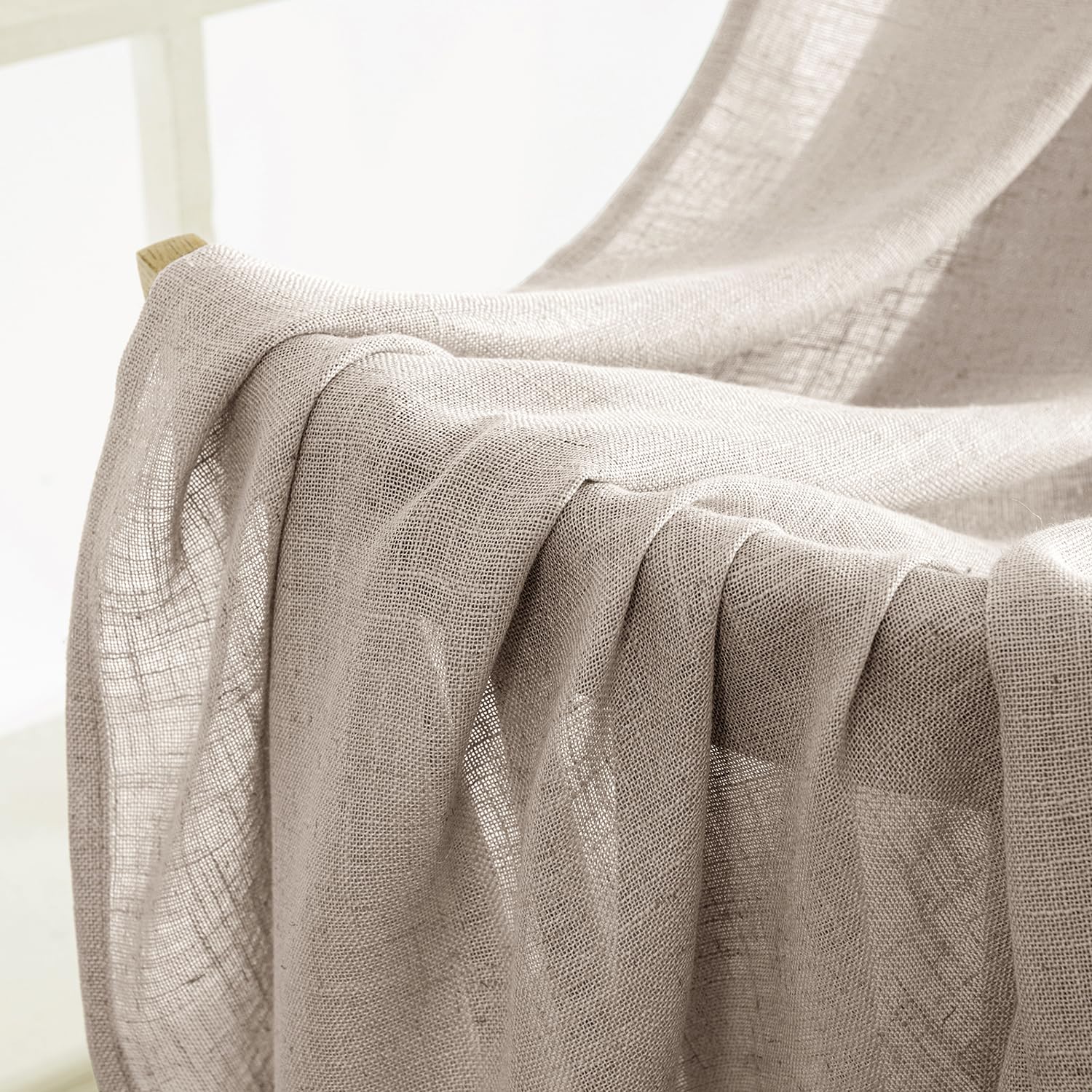 MIULEE Natural Linen Curtains 52x54 Inch Length for Bedroom Living Room