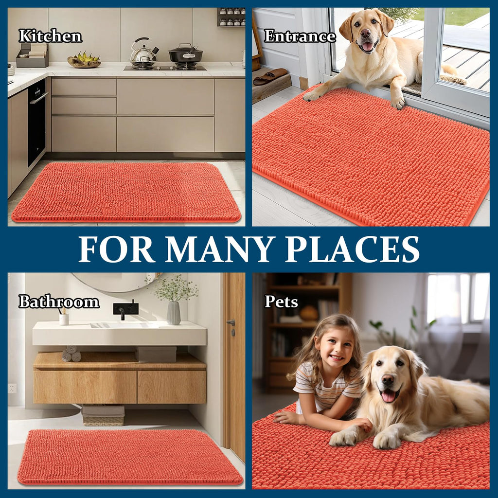 OLANLY Dog Door Mat for Muddy Paws 40x24, Super Absorbent Chenille Mud Mat