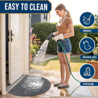Smiry Half Circle Front Door Mat Outside Entrance, Heavy Duty Sturdy Natural Rubber Doormat, Trap Dirt and Moisture, Low Profile Mats for Indoor Outdoor Entry, Irregular Triangle (35x23, Grey)