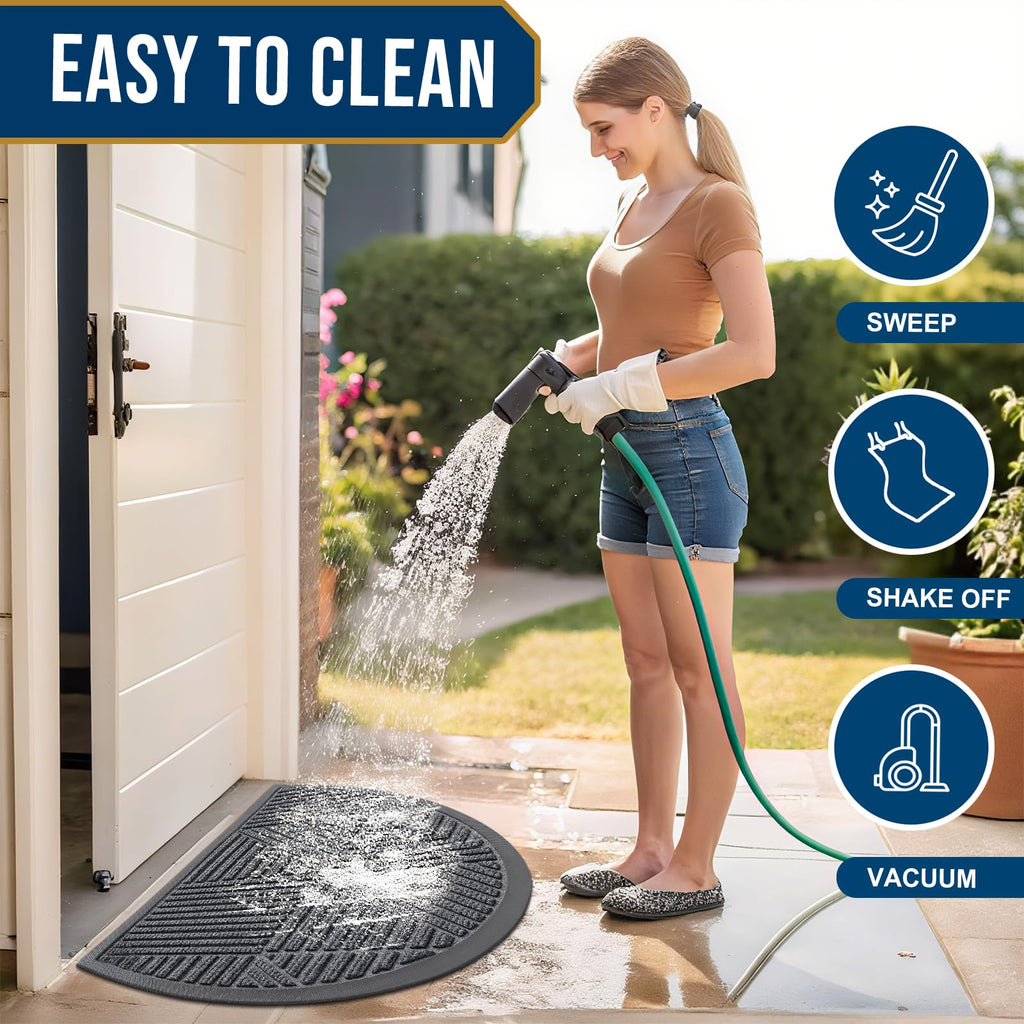 Smiry Half Circle Front Door Mat Outside Entrance, Rubber Doormat, 47x32