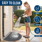 Smiry Half Circle Front Door Mat Outside Entrance, Rubber Doormat, 47x32