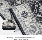 Hallway Washable Runner Rug - 2x10 Kitchen Rugs Entryway Rug Runner Vintage Soft Floor Mat Non Slip Indoor Farmhouse Carpet for Bathroom Living Room Bedroom(2 X 10, Black)